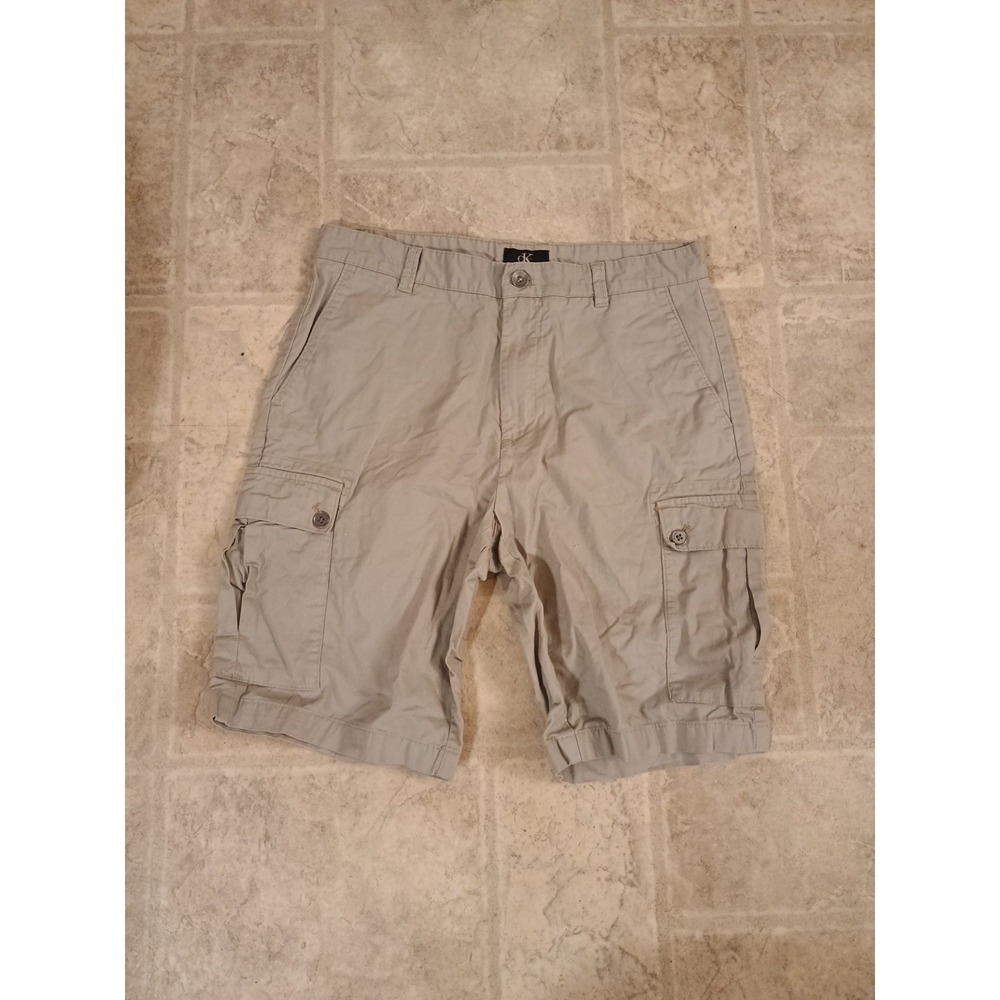 CK Calvin Klein Khaki Cargo Short Men's Sz 32 100% cotton